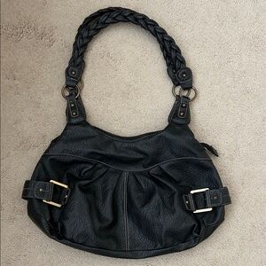 Chic Black Braided Handle Shoulder Bag